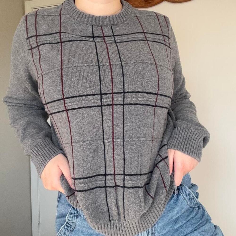 Vintage 100% cotton striped grey sweater